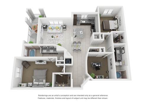 C1A 1,420 Sq.Ft. Floor Plan at Moda North Bay Village, North Bay Village, 33141